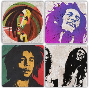 Bob Marley  Doğal Taş Bardak Altlığı - BA040 görseli