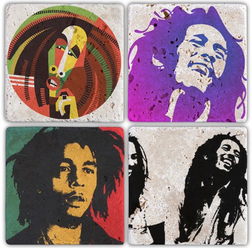 Bob Marley  Doğal Taş Bardak Altlığı - BA040 görseli, Picture 1