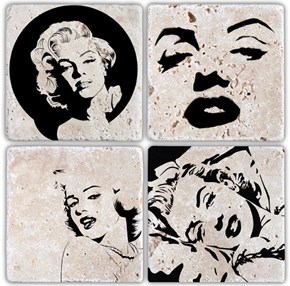 Marilyn Shadow Doğal Taş Bardak Altlıkları - BA042 görseli