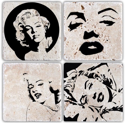 Marilyn Shadow Doğal Taş Bardak Altlıkları - BA042 görseli, Picture 1