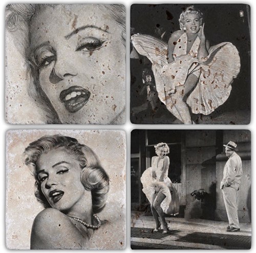 Marilyn 2 Doğal Taş Bardak Altlıkları  - BA056 görseli
