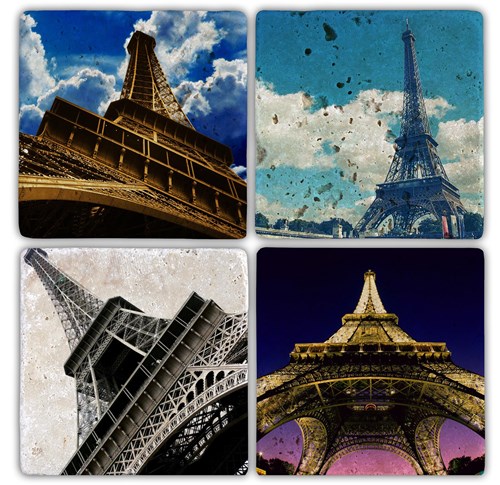 Eiffel Doğal Taş Bardak Altlıkları - BA094 görseli, Picture 1