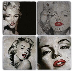 Marilyn 1 Doğal Taş Bardak Altlıkları  - BA123 görseli