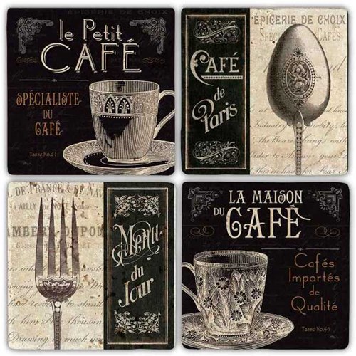 Cafe De Paris  Doğal Taş Bardak Altlıkları - BA294 görseli, Picture 1